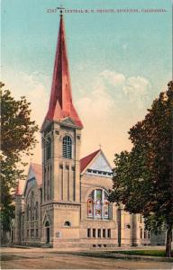 Stockton California~Central M E Church~1910 Postcard