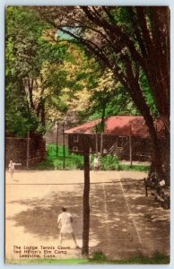 TED HILTON'S ELM CAMP THE LODGE TENNIS COURT LEESVILLE CONNECTICUT*HAND COLORED