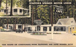 STAFFORD SPRINGS MOTOR LODGE Mississippi Roadside 1940s Linen Vintage Postcard