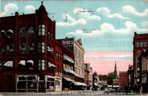 Council Bluffs, Iowa - Downtown view of Broadway, corner of Scott - in 1910