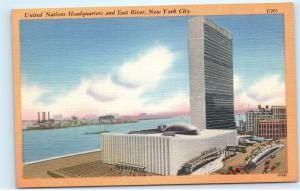 United Nations Headquarters UN East River NYC New York City Vintage Postcard A69