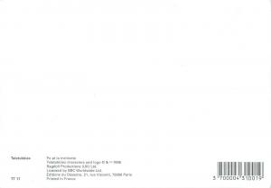 Teletubbies characters and logo postcard Po et la trotinette