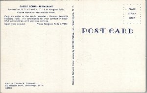 1950S NIAGARA FALLS CASTLE COURTS RESTAURANT US 62 & NY 18 POSTCARD 34-108