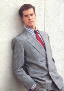 Postcard man in suit and red tie