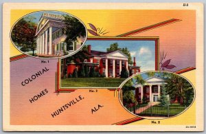 Huntsville Alabama 1940s postcard mansions colonial homes