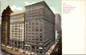 YMCA National Life, NY Life Buildings, Chicago IL UDB Vintage Postcard S75