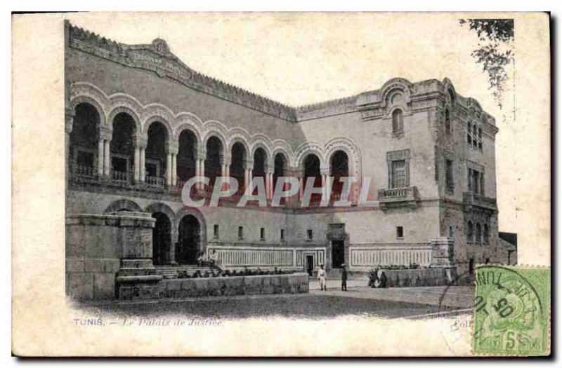 Old Postcard Tunis courthouse