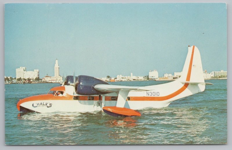Airplane~Chalk's International Airline~Grumman Mallard~Seaplane~Vintage Postcard