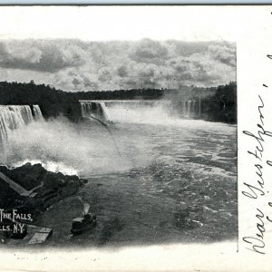 UDB 1905 General View Niagara Falls Litho Photo Postcard Waterfall Steamer A34