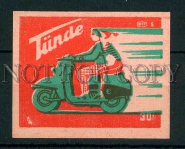 500711 HUNGARY TUNDE motorcycle ADVERTISING Old match label