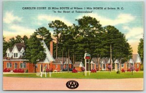 NC North Carolina Selma Carolyn Court Motel Linen Vintage Postcard $D