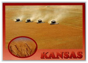 Kansas Custom Cutters Commercial Wheat Harvesters Postcard Continental View Card