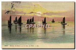 Old Postcard Fishing Boats on sardine fishing grounds