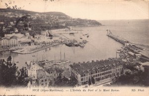 A819 France 1910 Nice L'entree du Port et Mont Boron Harbour Boats postcard