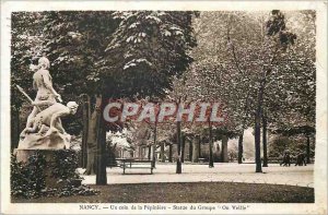 Old Postcard Nancy Pepiniere A Corner of the Statue of Group One Sleep