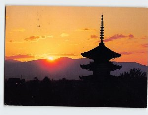 Postcard Sunset View Of Five Storied Pagoda Of Hokanji Temple, Kyoto, Japan