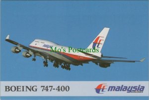 Aviation Postcard - Malaysia Airlines Boeing 747-400 Aeroplane RR11449