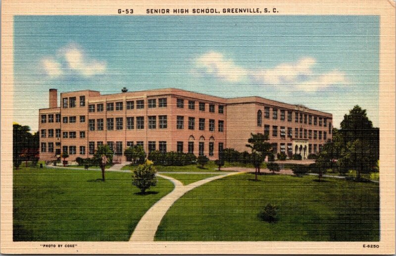 Linen Postcard Senior High School in Greenville, South Carolina