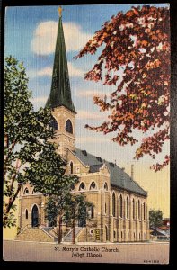 Vintage Postcard 1950 St. Mary's Catholic Church, Joliet, Illinois (IL)