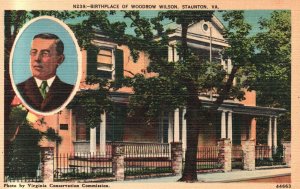 Staunton VA-Virginia, House Birthplace of Woodrow Wilson, Vintage Postcard