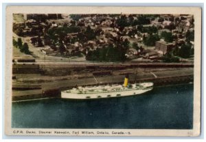 c1930's C.P.R. Docks Steamer Keewatin Fort William Ontario Canada Postcard