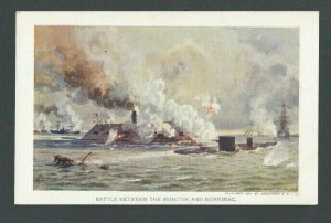 1907 Post Card Jamestown Expo 1907 Battle Between Monitor & Merrimac