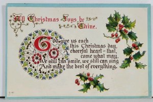 Christmas Joys Poem Embossed 1914 Kenosha Wisconsin Postcard L15