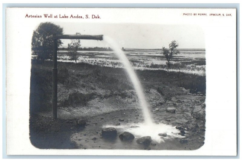 c1910's Artesian Well At Lake Andes South Dakota SD RPPC Photo Antique Postcard