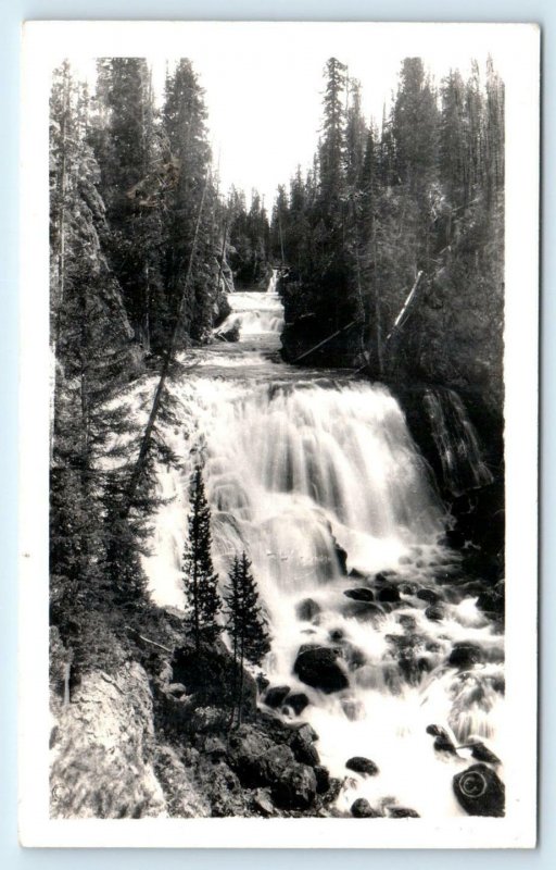 RPPC  YELLOWSTONE NATIONAL PARK ~ Waterfall KEPLER CASCADES Haynes  Postcard