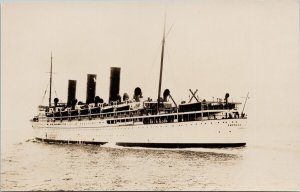 Empress of Asia Ship CPR 'Hit By Dummy Bomb' writing on back RPPC Postcard H58