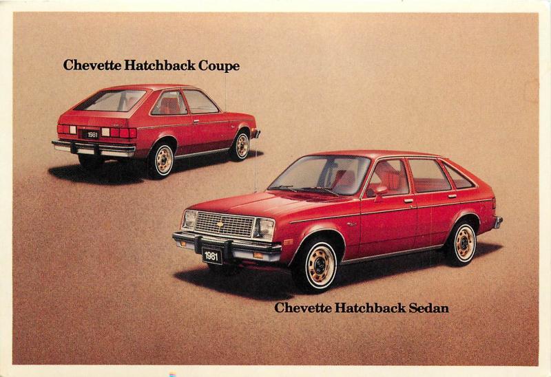 GMC Chevrolet Chevette Hatchback Coupe & Sedan car automobile dealer postcard