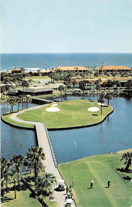 Ponte Vedra Beach Florida~Golf Club Aerial View~Golfers @ Island Ninth Hole~'60s