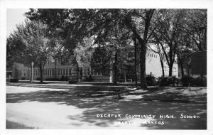 Oberlin Kansas~Decatur Community High School~Street Shaded by Trees~1962 RPPC