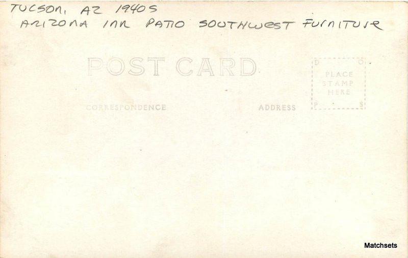 1940s TUCSON AZ RPPC Arizona Inn Patio Southwest Patio Furniture Postcard 9428