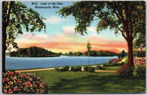 Lake Of The Isles Minneapolis Minnesota MN Lake Trees Landscape Island Postcard