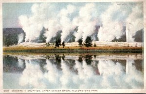 Yellowstone National Park Geysers In Eruption Upper Geyser Basin Detroit Publ...