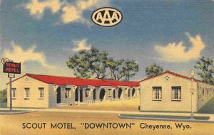 Scout Motel Lincoln Highway 30 Downtown Cheyenne Wyoming linen postcard