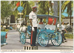 NASSAU, Bahamas, 1950-1970´s; Constable On Traffic Duty, Horse Carriage