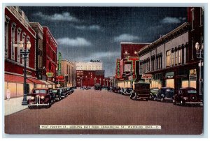 c1950's West Fourth Street Classic Cars Establishments Waterloo Iowa AI Postcard 