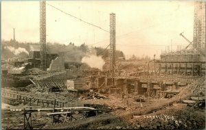 RPPC Chippewa River Dam Powerhouse Construction Cornell WI 1912 Postcard UNP D5