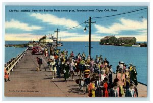 c1940's Crowd's Landing From Boston Down Pier Provincetown Cape Cod MA Postcard 