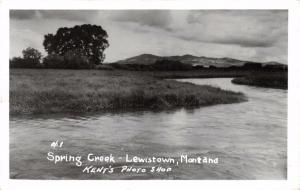 LEWISTOWN MONTANA SPRING CREEK KENT'S PHOTO SHOP REAL PHOTO POSTCARD c1968