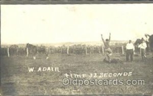 W. Adair, time 32 Seconds, Western Cowboy Writing On Back crease right bottom...