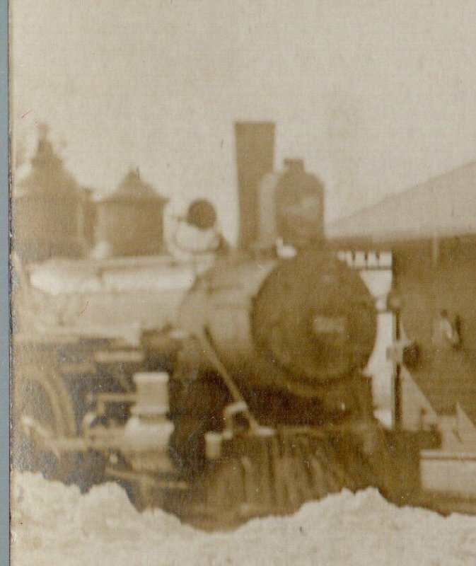 Triumph MINNESOTA RPPC c1910 DEPOT TRAIN STATION Snow nr Sherburn NOW TRIMONT