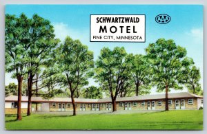 Roadside~Pine City Minnesota~Schwartzwald Motel Exterior View~Vintage Postcard