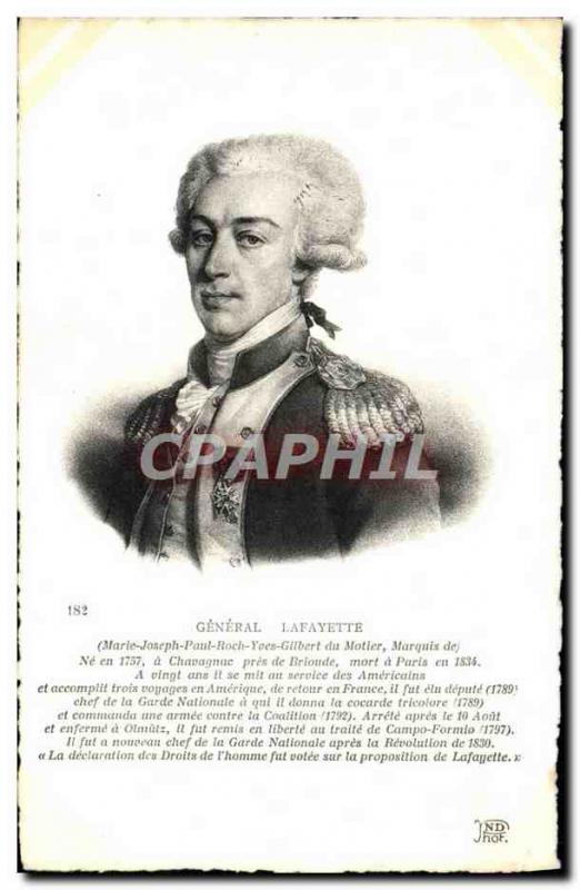 VINTAGE POSTCARD General Lafayette