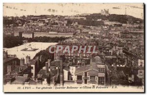 Lyon - Vue Generale - Bellecour district and Fourviere Hill - Old Postcard