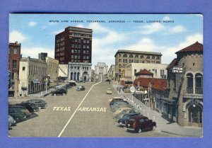 Texarkana, Arkansas/AR Postcard, State Line Ave, Old Cars, Texas/TX