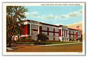 Vintage Postcard KS Senior High School Junior College Parsons Kansas