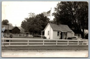 Postcard RPPC West Branch IA c1930s Herbert Hoover Birthplace Flag Parkside Dr